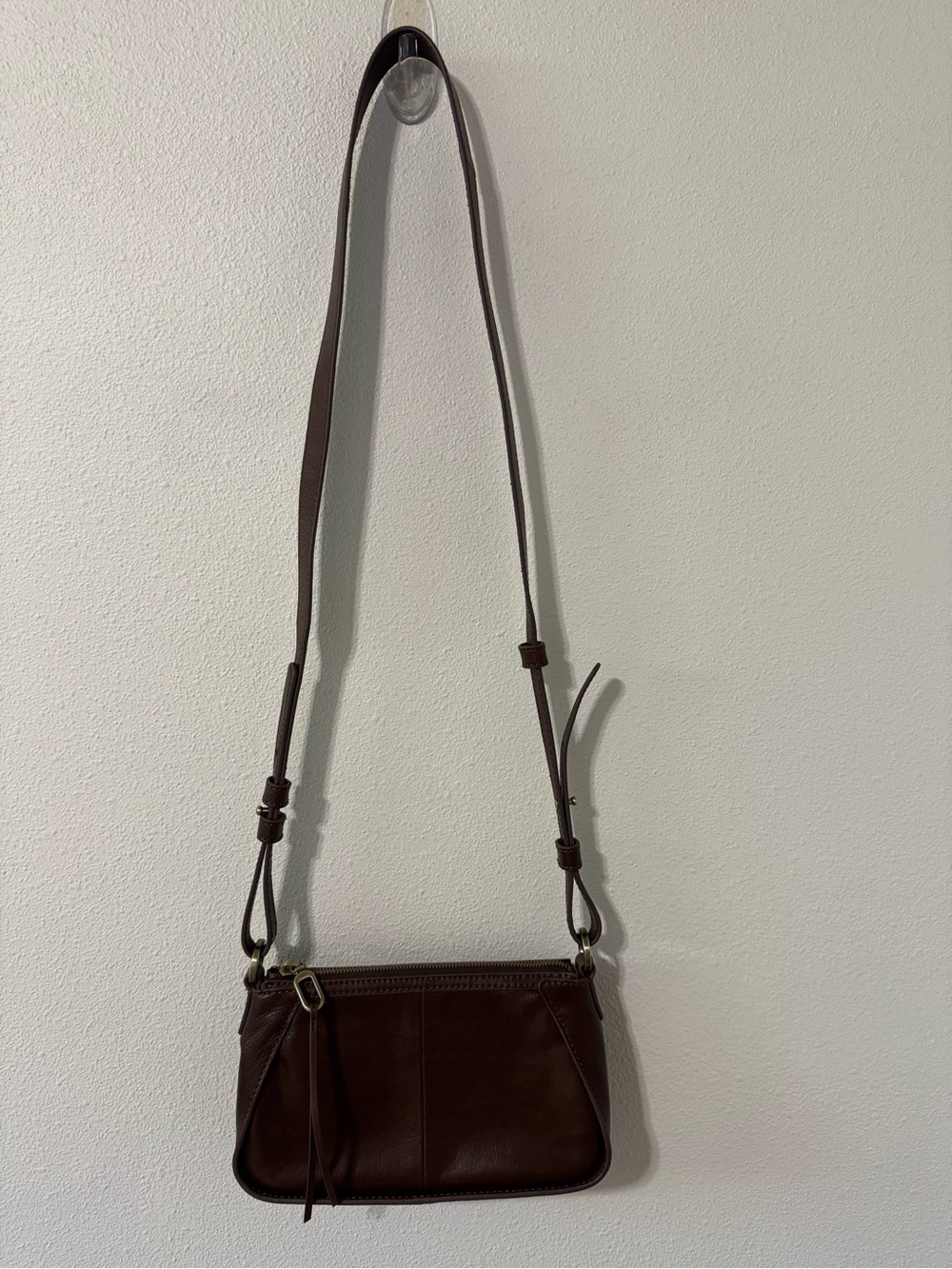 HOBO Bellamy Small Crossbody Bag Brown Genuine Leather Phone Pocket-10x5x2.5” - Picture 2 of 14